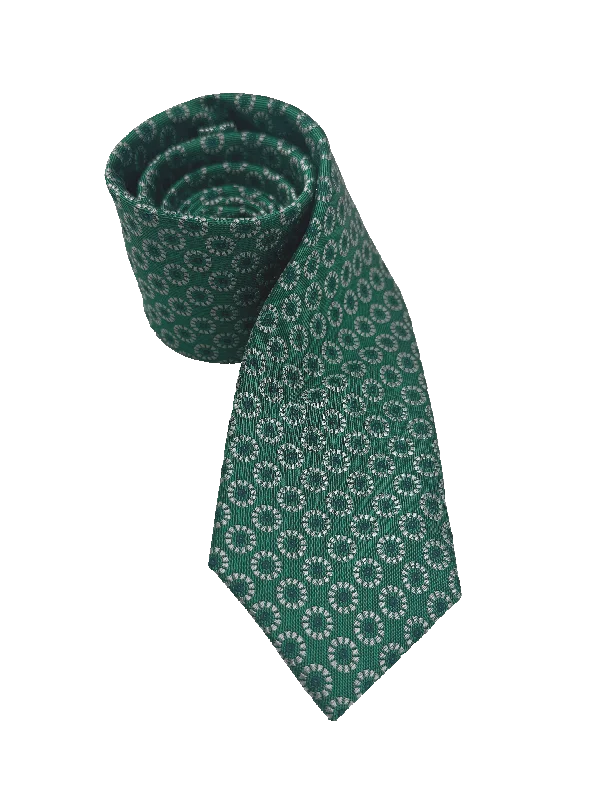 Stylish Men's Velvet SuitsGreen Circle Print Silk Tie