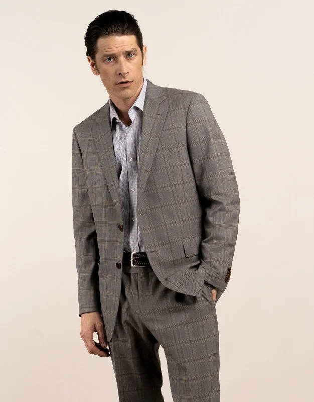 Men's Suits with SuspendersCooper Grey and Brown Check Suit Jacket