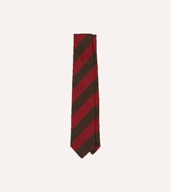 Men's Suits for Business MeetingsRed and Brown Block Stripe Mogador Silk Tipped Tie