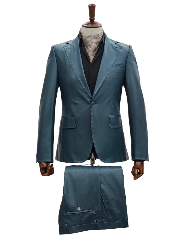 Elegant Men's Linen SuitsGT1N-FY355 TEAL BLUE