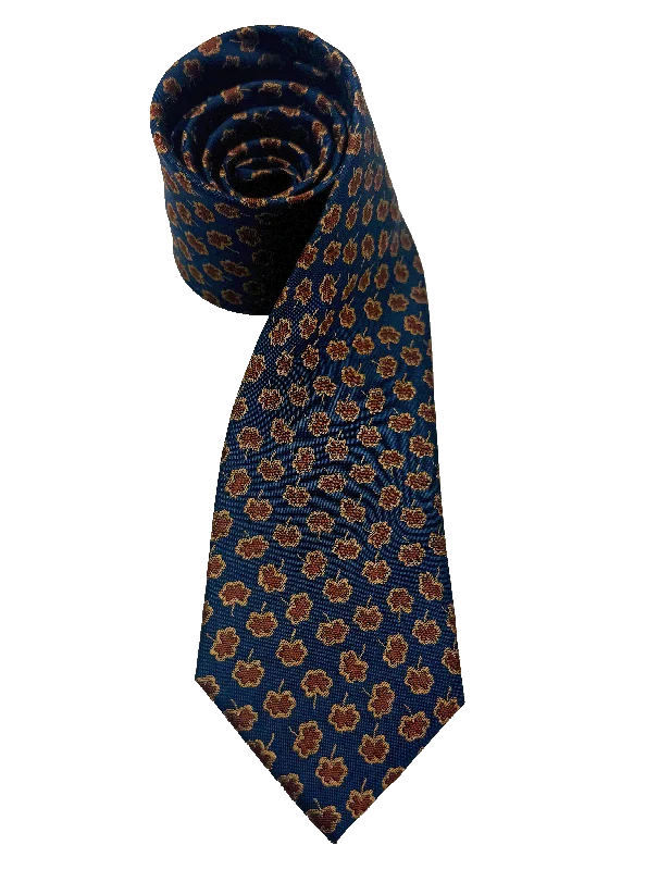 Durable Men's Wool SuitsNavy Brown Floral Print Silk Tie