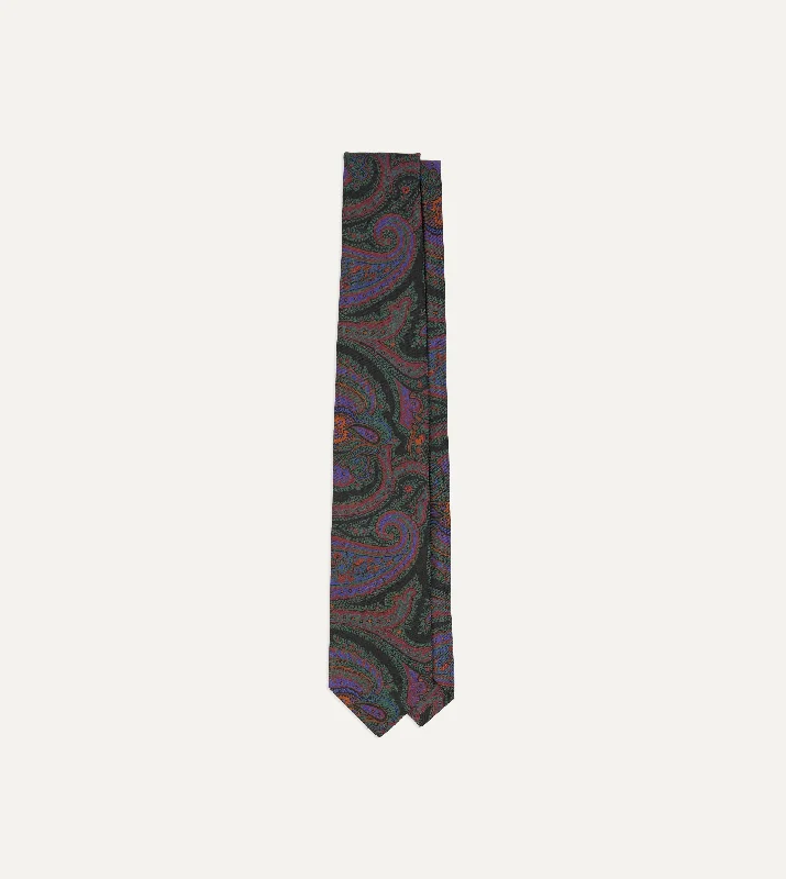 Men's Suits for Short MenGreen Acanthus Print Silk Self Tipped Tie