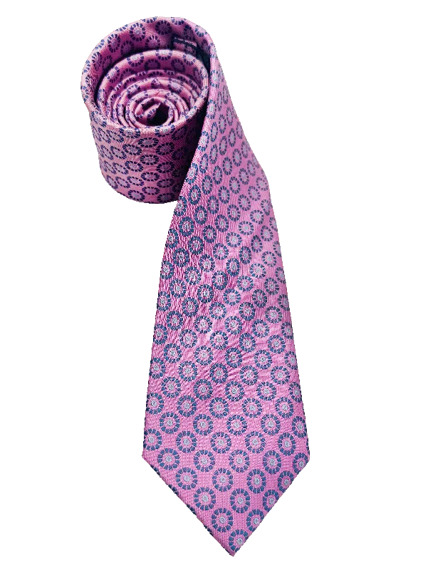 Modern Men's Tailored BlazersPink Circle Print Silk Tie