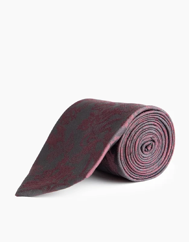 Men's Suits with Half-Canvas ConstructionsBurgundy Floral Jaquard Silk Tie