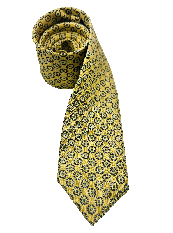 Fashionable Men's Smart Casual SuitsYellow Circle Print Silk Tie