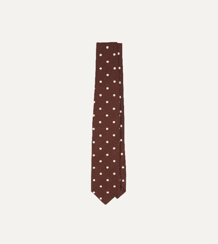 Men's Suits with Cotton LiningsBrown Polka Dot Silk Self-Tipped Tie