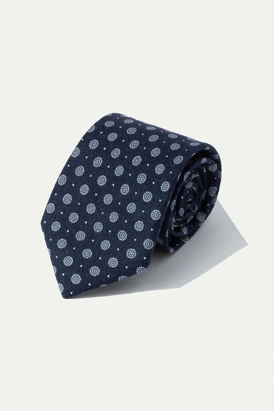 Men's Suits with Breathable FabricsBlue fancy printed silk tie - Made In Italy