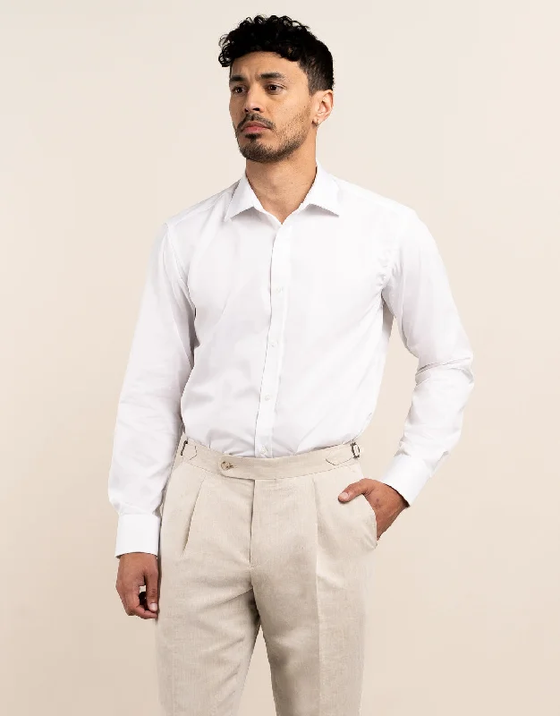 Men's Suits with Cotton LiningsLondon White Fine Twill Shirt