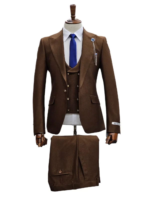 Designer Men's Bespoke SuitsGT1P+V-3396 BROWN