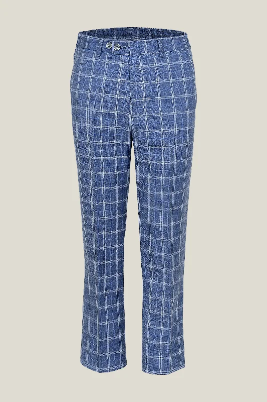 High-Quality Men's Custom SuitsBoys Dusty Blue Checkered Pants