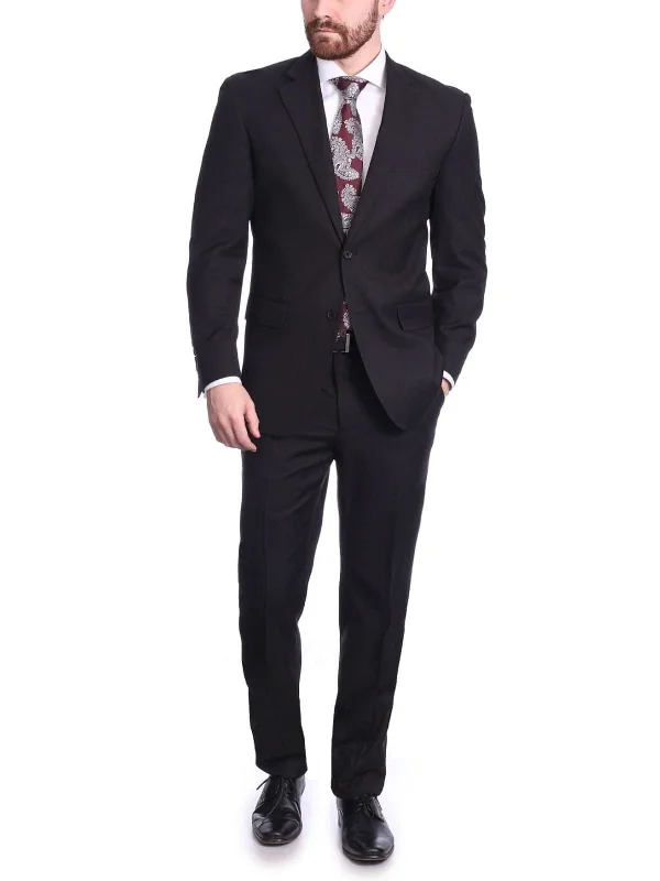 Men's Suits with Ventless JacketsRaphael Men's Big & Tall Regular Classic Fit Solid Black 2 Button Mens Wool-touch Suit