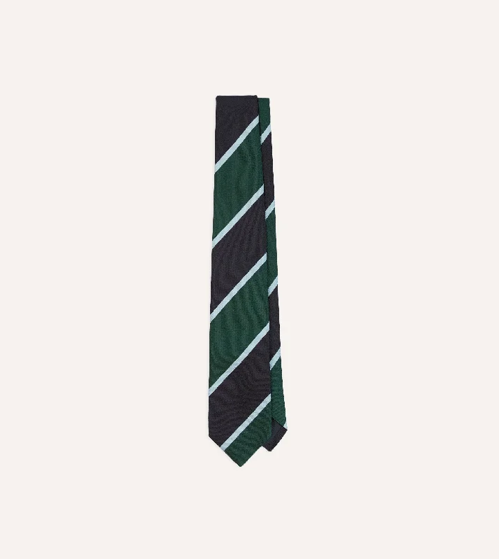 Men's Suits for Cultural FestivalsNavy and Green Broad Stripe Mogador Silk Tipped Tie