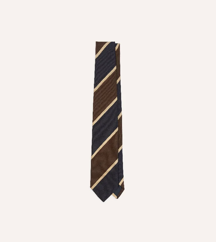 Men's Suits for Special OccasionsNavy and Brown Broad Stripe Mogador Silk Tipped Tie