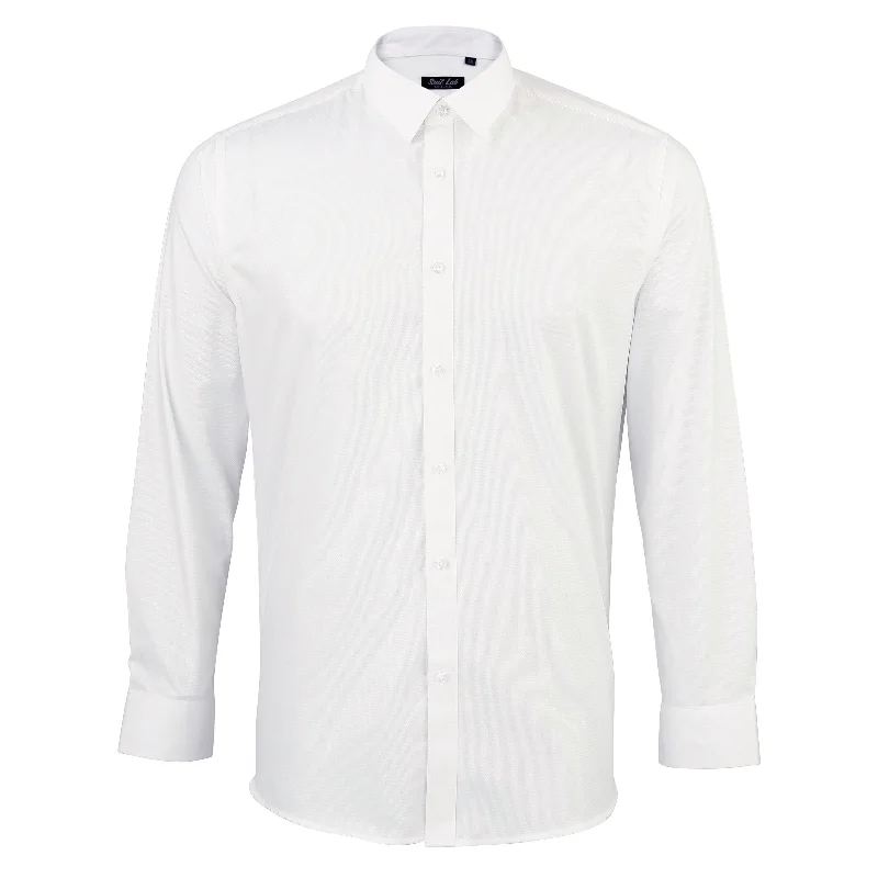 Men's Suits with Patterned FabricsMens Soft White Textured Shirt with White Buttons