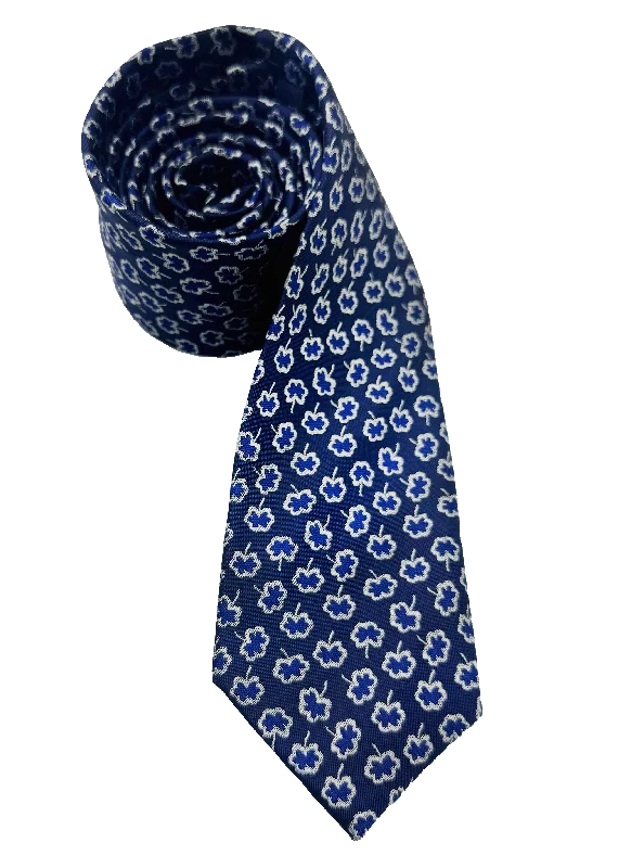 Elegant Men's Linen SuitsBlue Floral Print Silk Tie