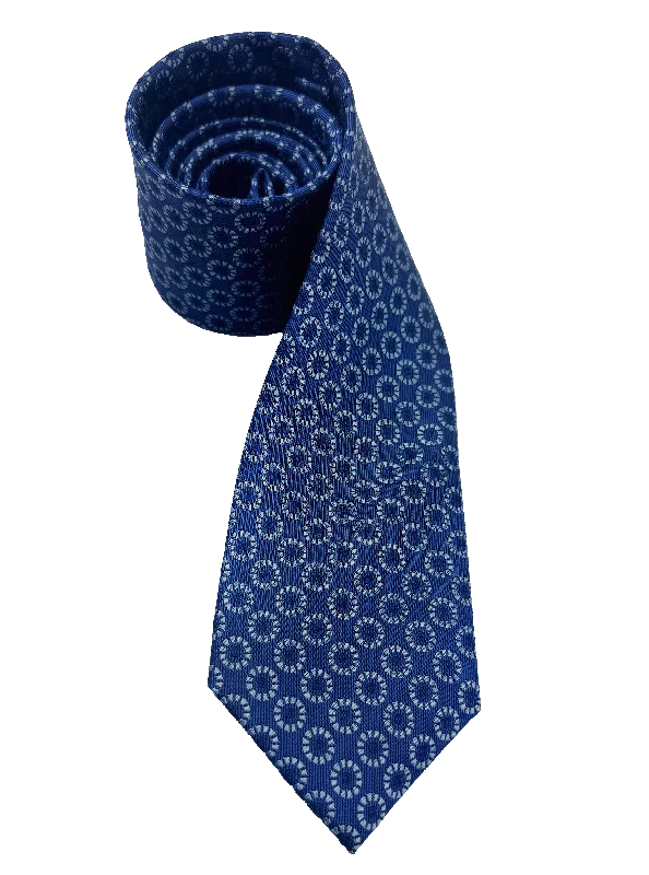 High-Quality Men's Custom SuitsBlue Circle Print Silk Tie