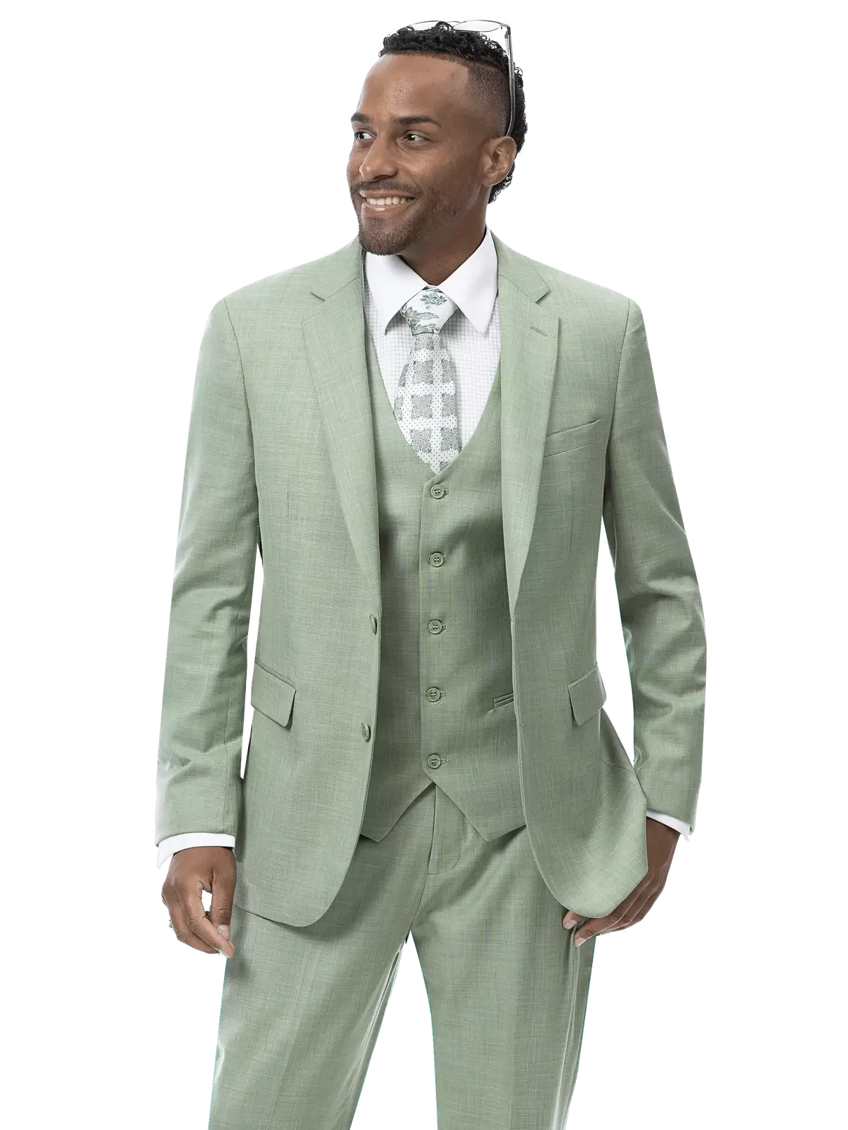 Men's Suits with Cotton LiningsKent & Park Big & Tall Moss Green Regular Fit Two Button 3 Piece Suit