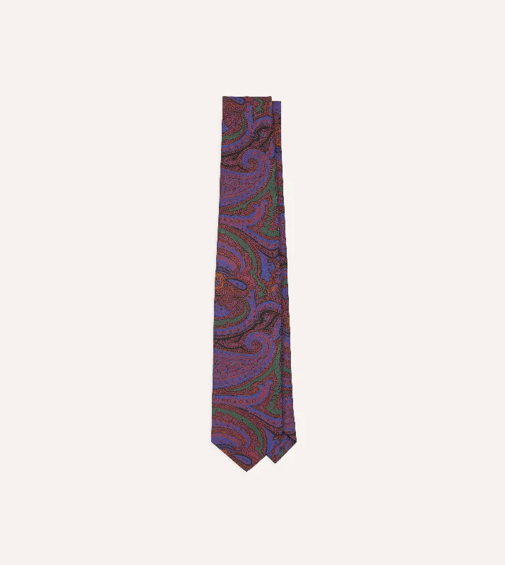 Men's Suits for Warm WeatherPurple Acanthus Print Silk Self Tipped Tie