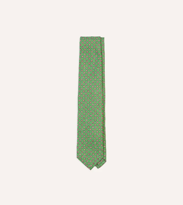 Men's Suits with Custom MonogramsGreen Square Medallion Self-Tipped Silk Tie