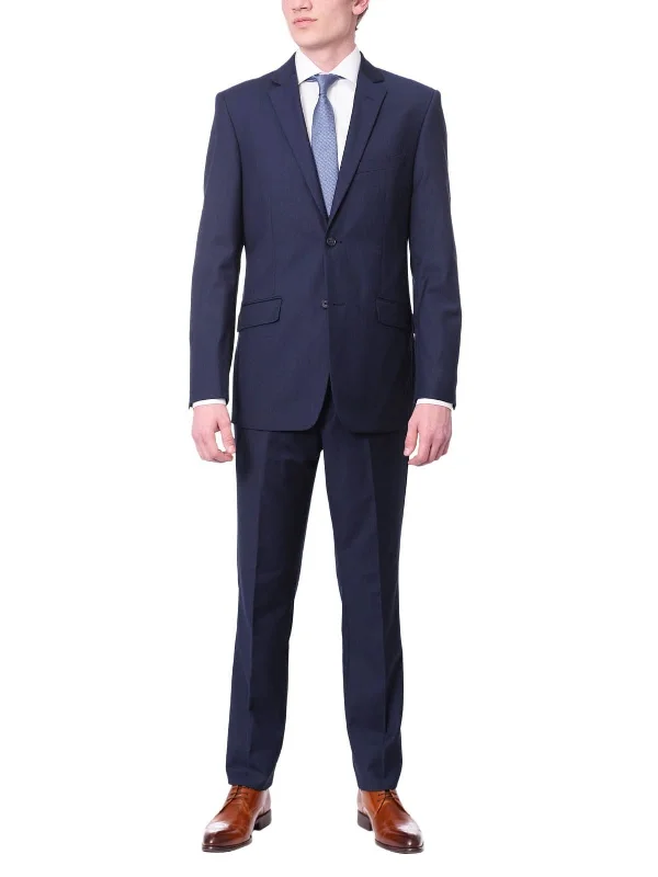 Men's Suits with Wool-Blend FabricsMen's Raphael Big & Tall Regular Fit Solid Blue Two Button 2 Piece Suit Jacket & Pants