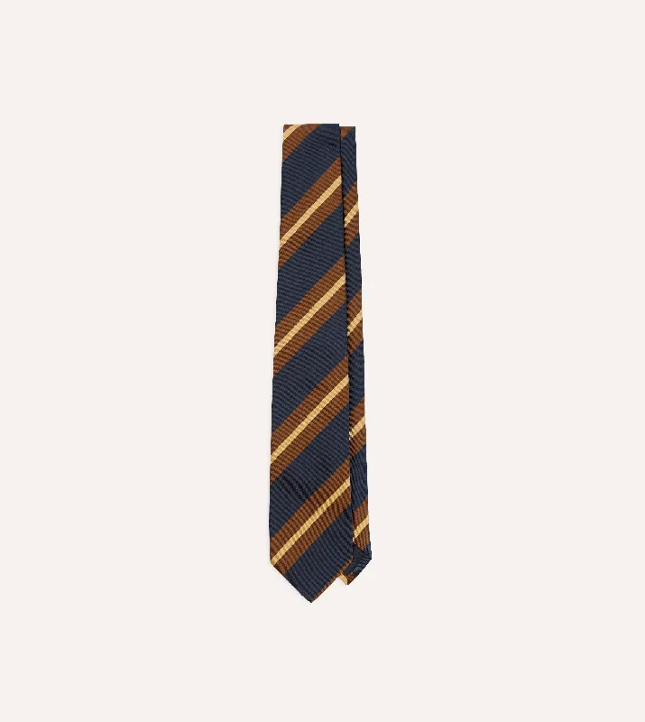 Modern Men's Tailored BlazersNavy and Brown Stripe Mogador Silk Tipped Tie