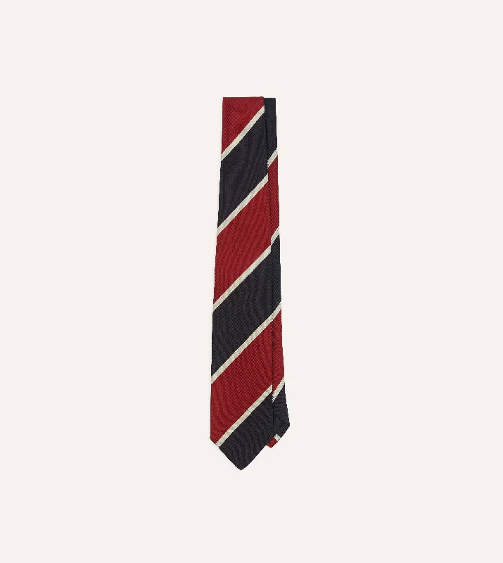 Men's Suits for Legal ProfessionsRed and Ecru Broad Stripe Mogador Silk Tipped Tie