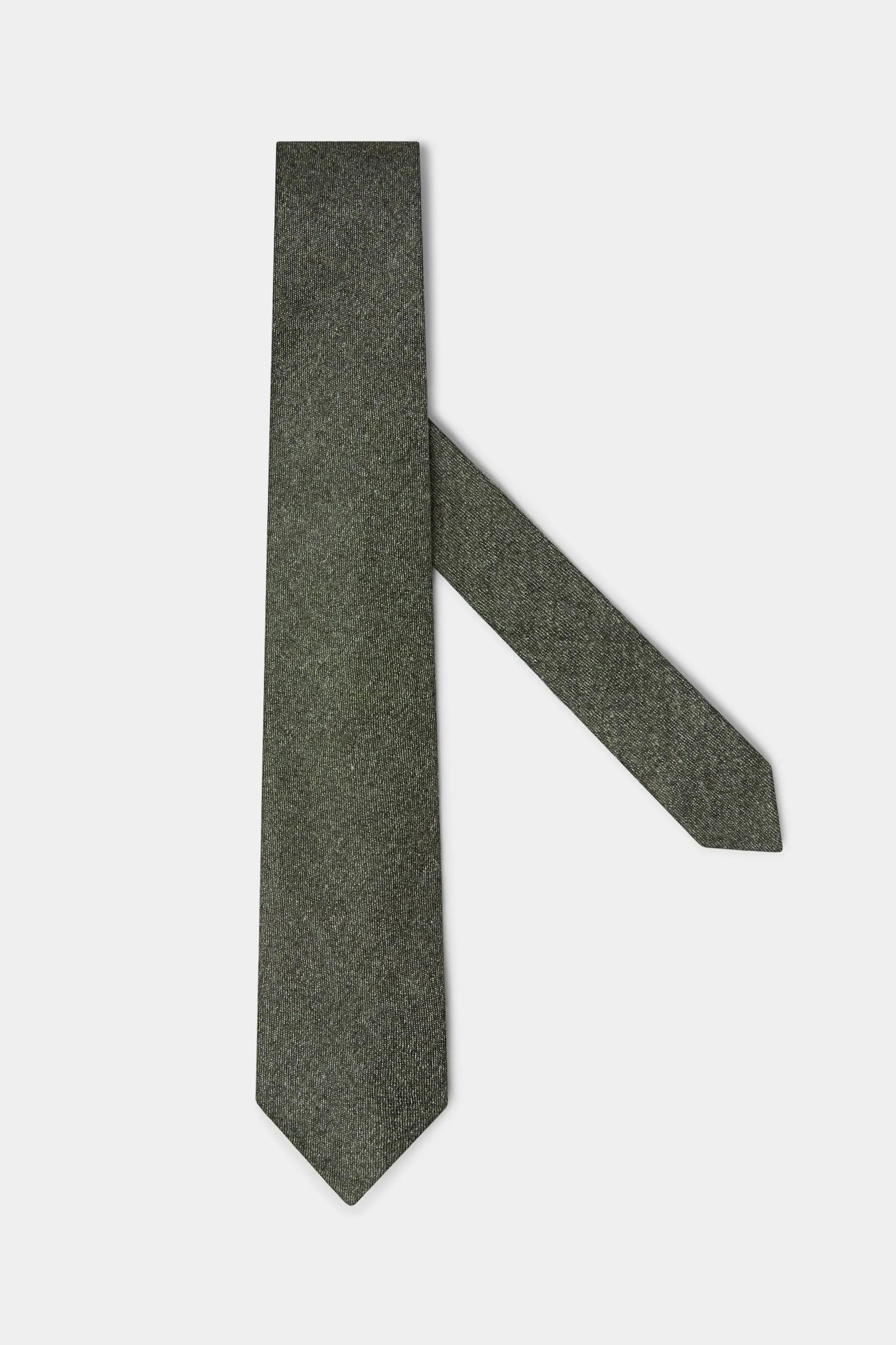 Men's Suits with SuspendersGreen flannel tie - Hand Made In Italy