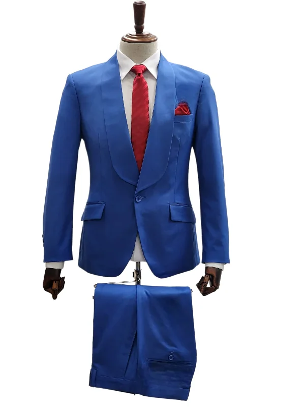 Men's Suits with Unstructured Jackets1 Button Slim Fit Suit FF1S-TRS Light Blue