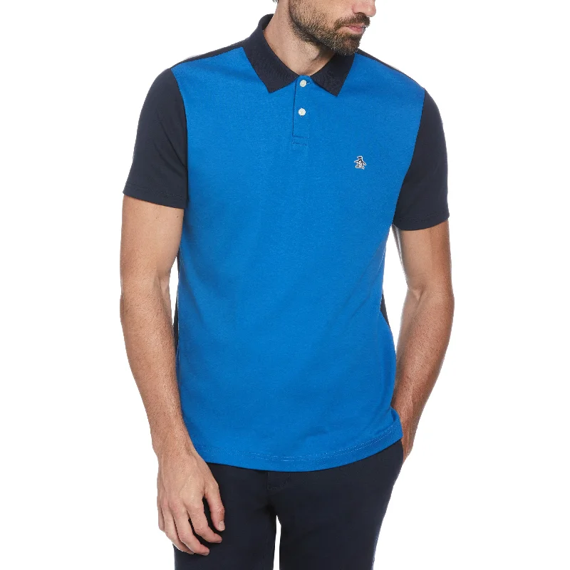 Men's Shirts with Raw-Edge HemlinesColor Block Polo