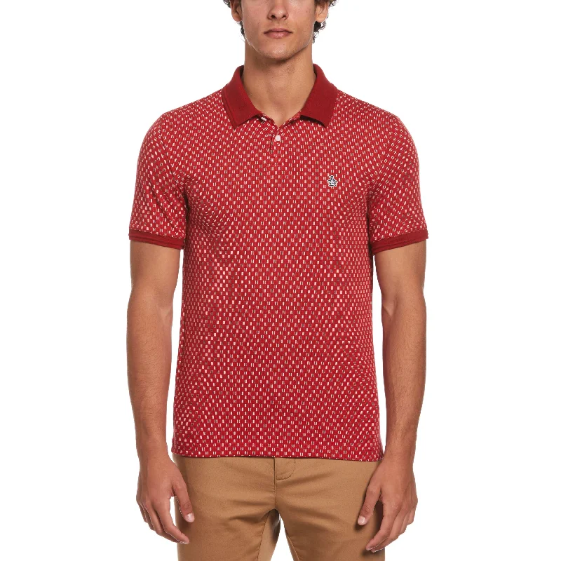 Comfortable Men's Polo ShirtsLine Print Polo