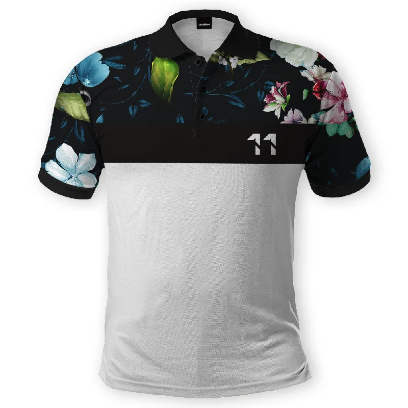 Men's Shirts with Hidden ButtonsDark Floral Polo Shirt