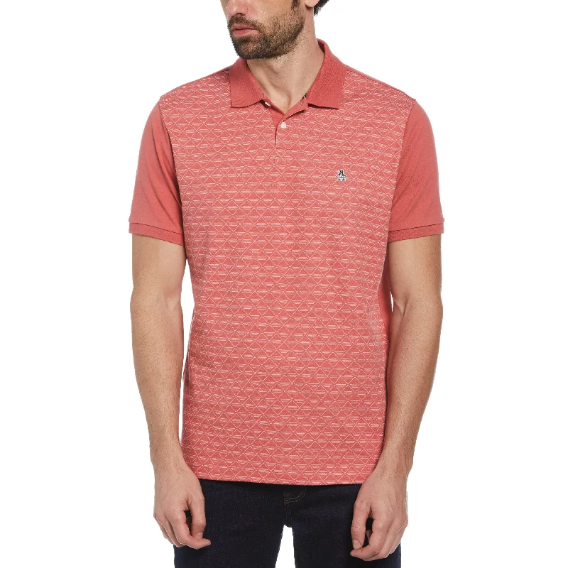 Men's Shirts with Embroidered DesignsDiamond Jacquard Front Polo