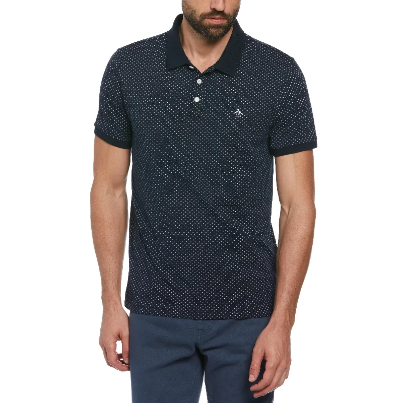 Men's Shirts with Logo EmbossmentsDitsy Diamond Print Polo