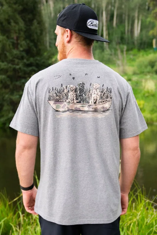 Men's Shirts with Mandarin CollarsDogs on the Boat - SS - Dark Heather Grey