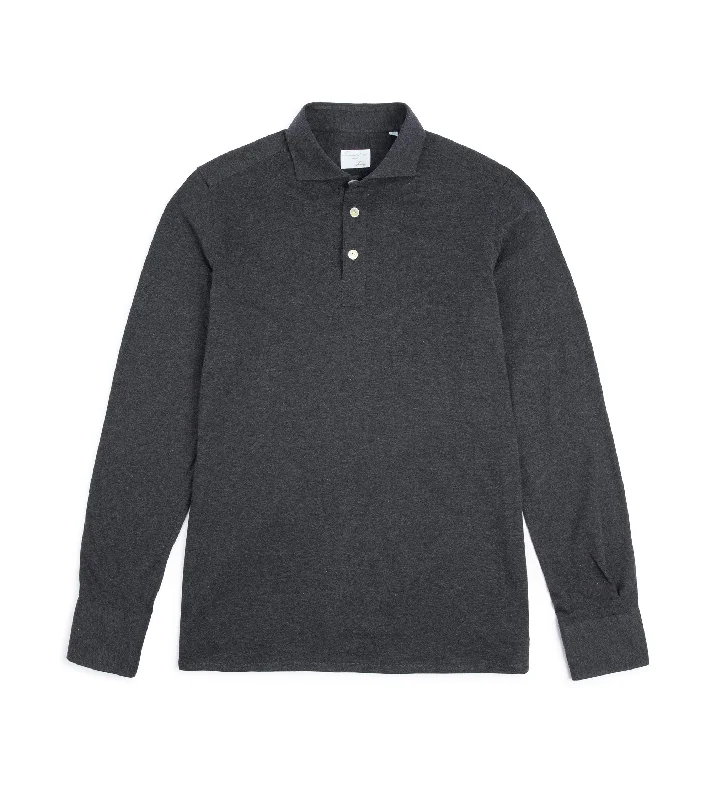 Men's Shirts with Graphic PrintsFinamore Cotton Cashmere Orlando Polo Shirt: Charcoal