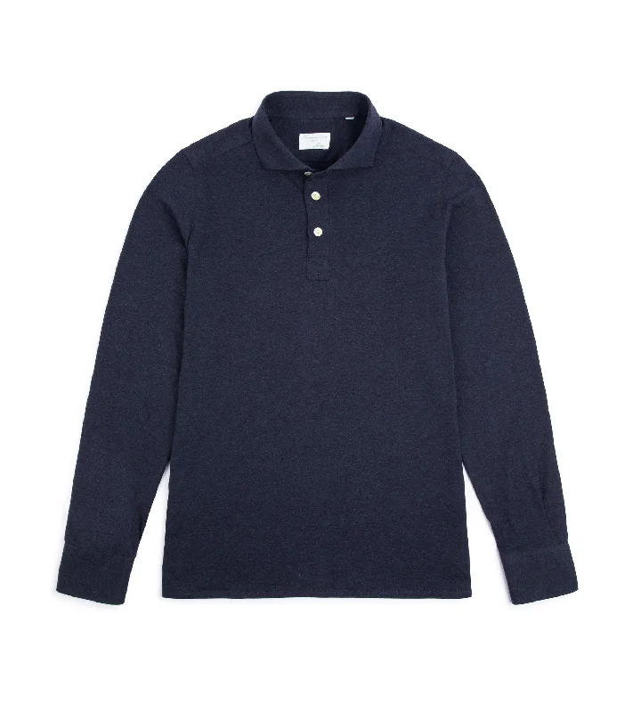 Men's Shirts with Button-Down CollarsFinamore Cotton Cashmere Orlando Polo Shirt: Navy