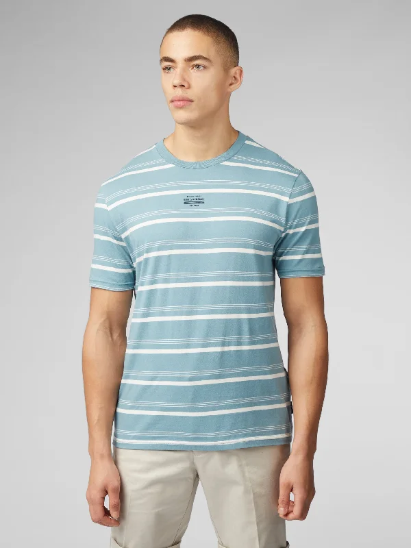 Men's Shirts with Appliquéd SleevesFine Stripe Tee - Petrol