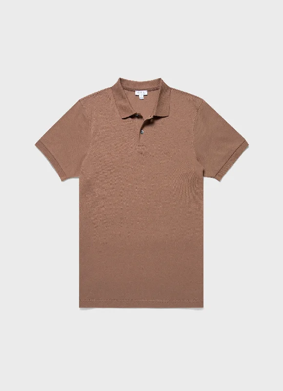 Men's Shirts with Appliquéd SleevesMen's Piqué Polo Shirt in Dark Sand