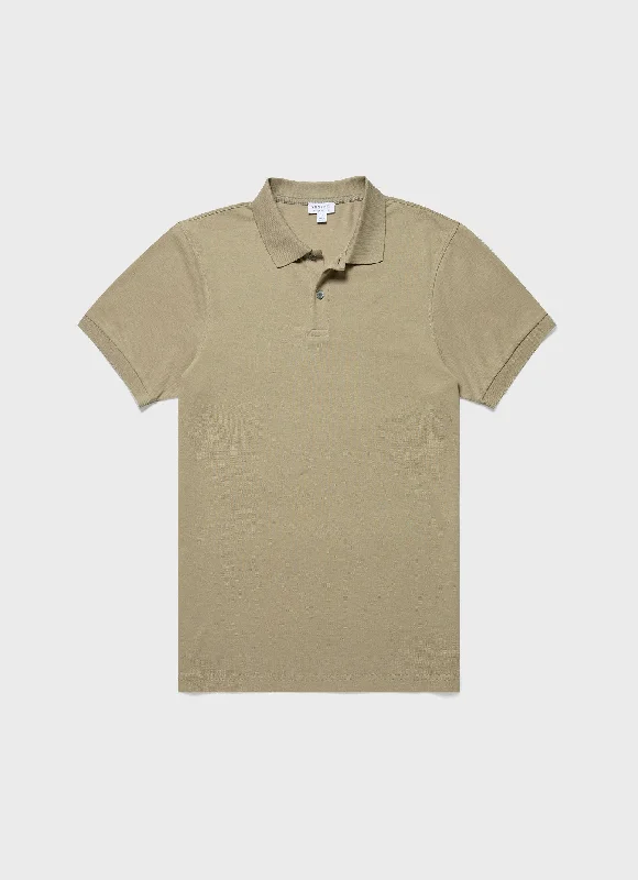 Lightweight Men's Linen ShirtsMen's Piqué Polo Shirt in Pale Khaki