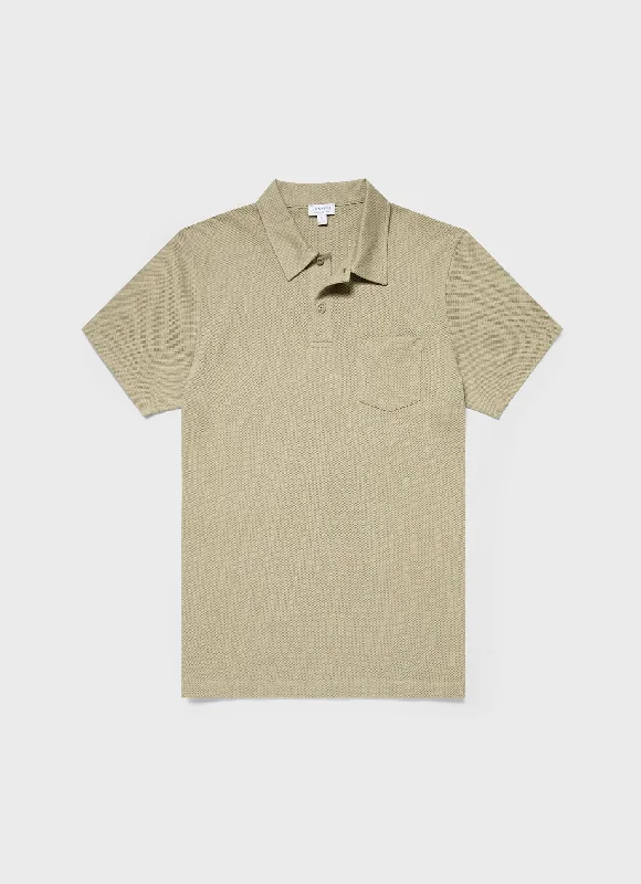 Men's Shirts with Appliqué DetailsMen's Riviera Polo Shirt in Pale Khaki