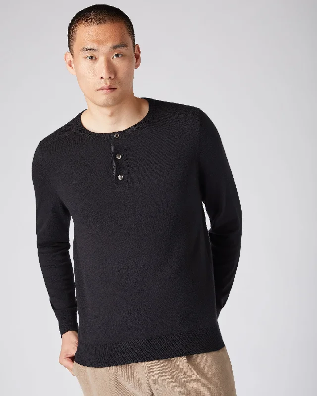 Men's Shirts with French CuffsMen's Round Neck Cotton Cashmere Henley Black