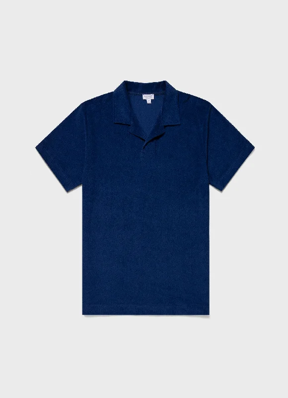 Men's Tailored Shirts for a Professional AppearanceMen's Towelling Polo Shirt in Space Blue