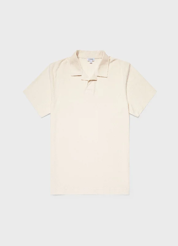 Men's Shirts with Appliqué DetailsMen's Undyed Towelling Polo Shirt in Undyed