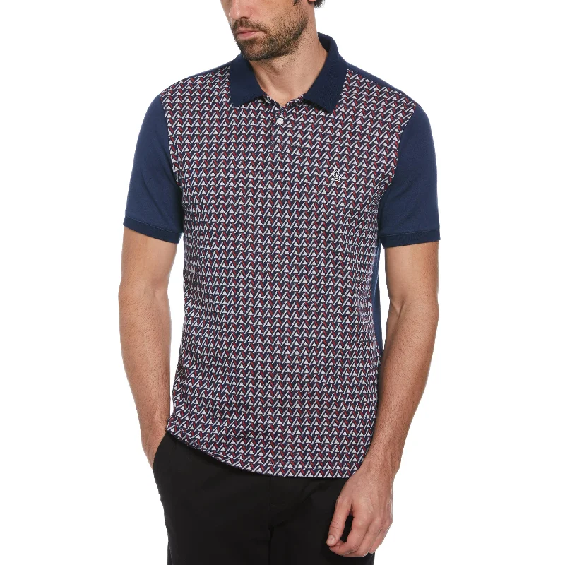 Men's Shirts with Wingtip CollarsMountain Print Jacquard Front Polo