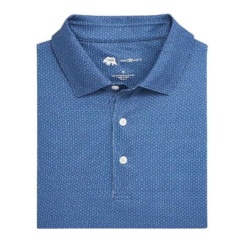 Men's Shirts with Patchwork PatternsOut of Office Printed Performance Polo - True Navy