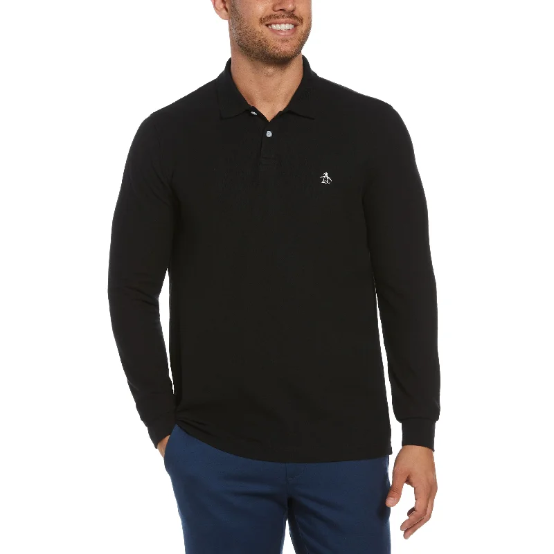 Elegant Men's Dress ShirtsLong Sleeve Pique Polo