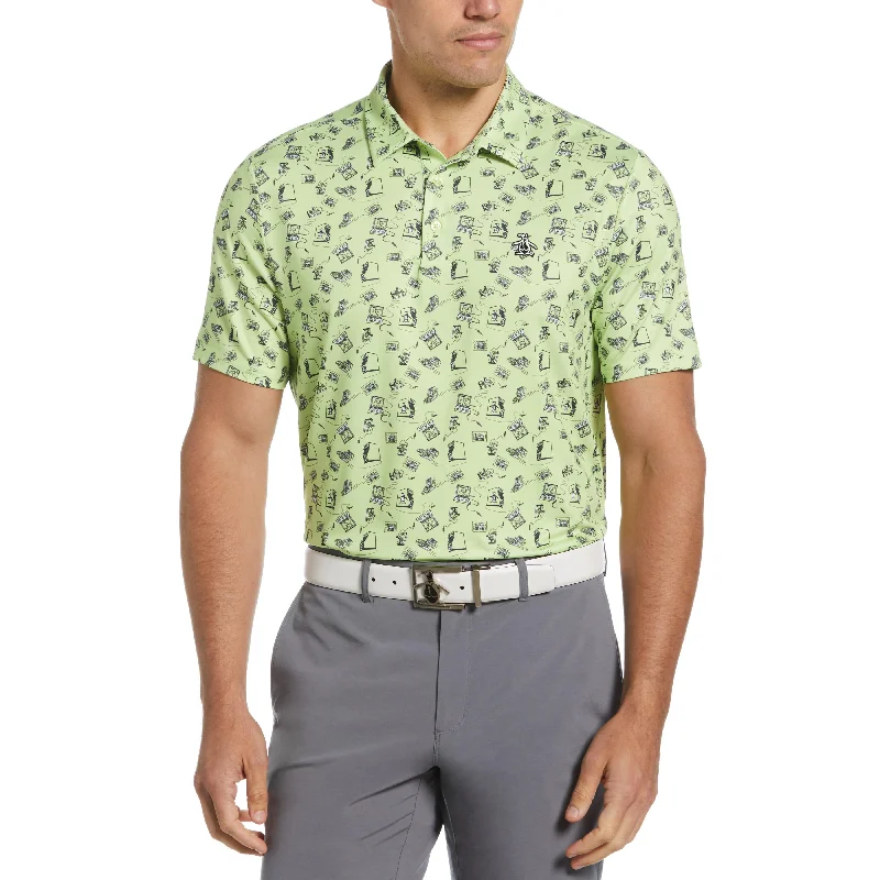 Men's Shirts for Beach OutingsRetro Arcade Print Polo