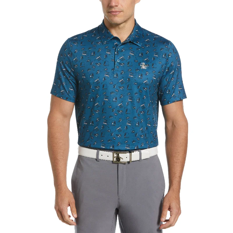 Men's Shirts with Button-Down CollarsRetro Arcade Print Polo