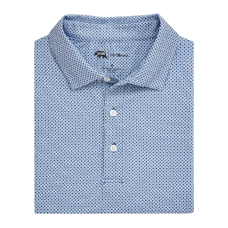 Stylish Men's HenleysScope Printed Performance Polo - Blue Horizon