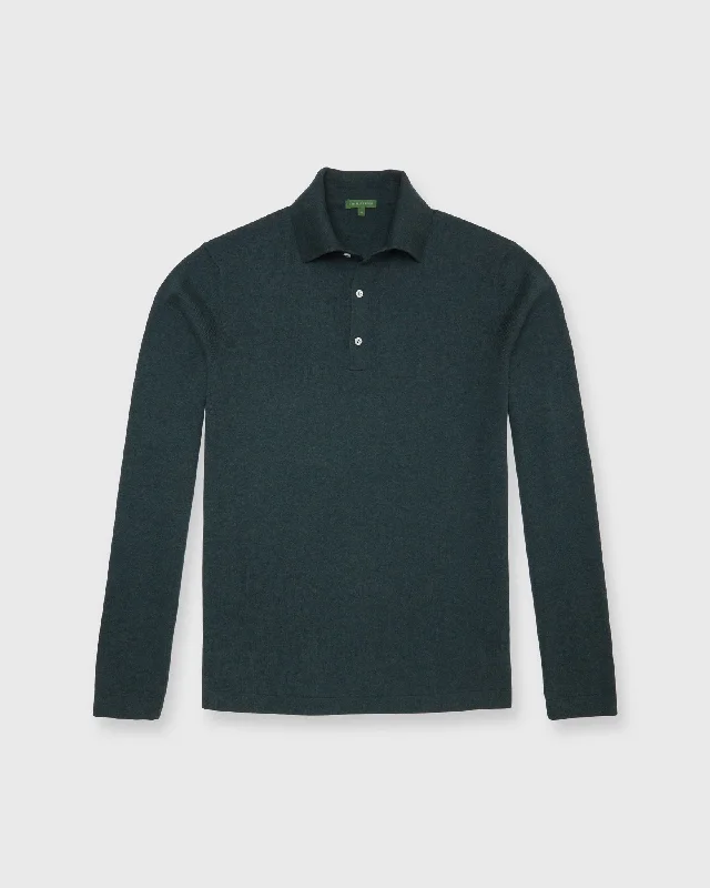 Men's Shirts with Wingtip CollarsLong-Sleeved Rally Polo Sweater in Sea Moss Cotton/Cashmere